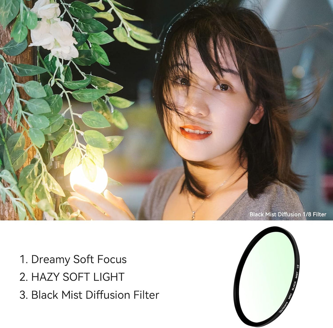 7artisans Black Mist Filter 1/8 Aluminiumlegierung, natürlicher weicher Diffusor-Effekt, weicher Fok