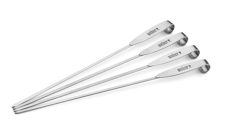 Weber Spiessset 4-teilig Edelstahl - Wiederverwendbare Spiesse für Fleisch, Gemüse oder Meeresfrücht