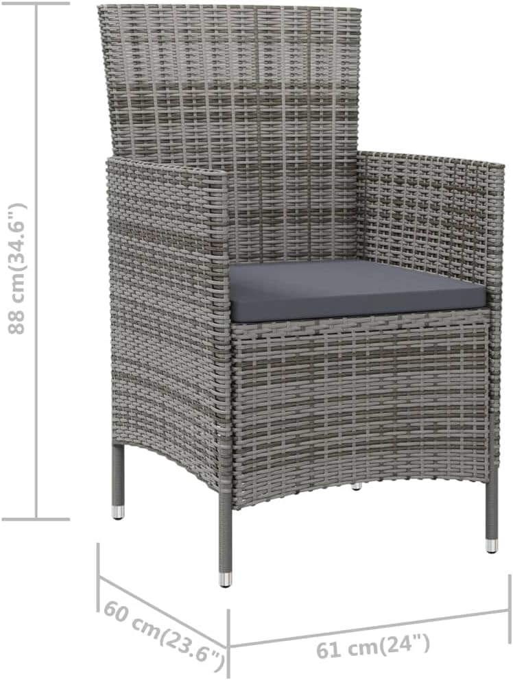 vidaXL 2X Gartenstuhl mit Kissen Gartensessel Essstuhl Stuhl Sessel Terrassenstuhl Balkonstuhl Garte
