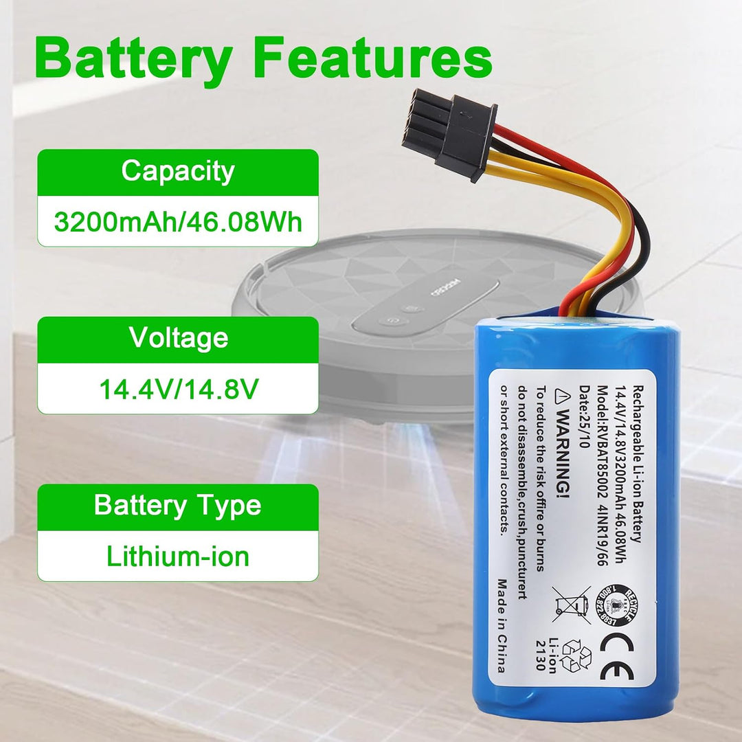 3200 mAh Ersatzakku Kompatibel mit AIRROBO P10 Roboterstaubsauger Akku für AIRROBO P10 14.4V