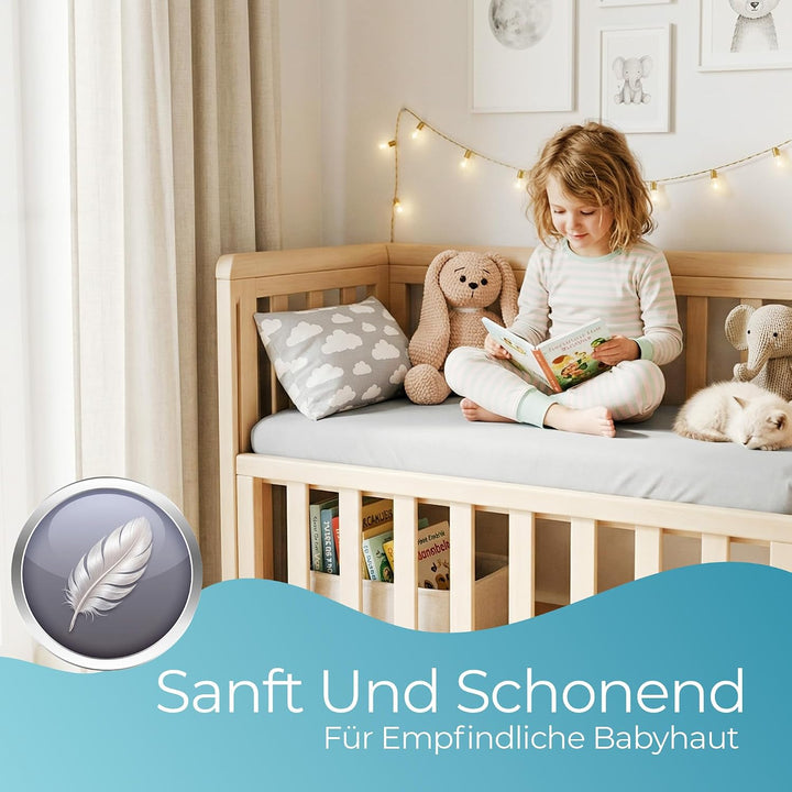 Spannbettlaken 70x140 aus 100% komplett natürlicher Bio-Baumwolle bettlaken 70 x 140 Baby in Grauer