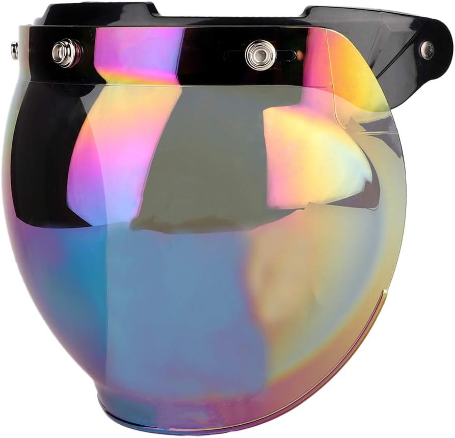 Qiilu Motorrad Helm Linse, Motorrad Retro 3-Snap Sonnenblende Schild Winddichte Helm Linse farbig