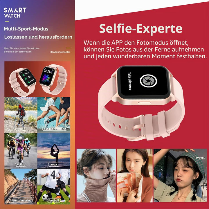 Smartwatch Damen,Fitness Tracker IP68 Wasserdicht Smart Watch mit Aktivitätstracker Schlafmonitor,Sp