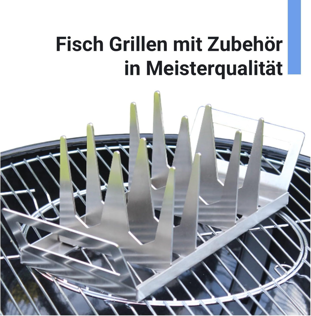 SCHILLING Fischgrilltechnik Fischhalter Edelstahl, für Grill, 30x14 cm, Backofen, Räucherkammer, Gar