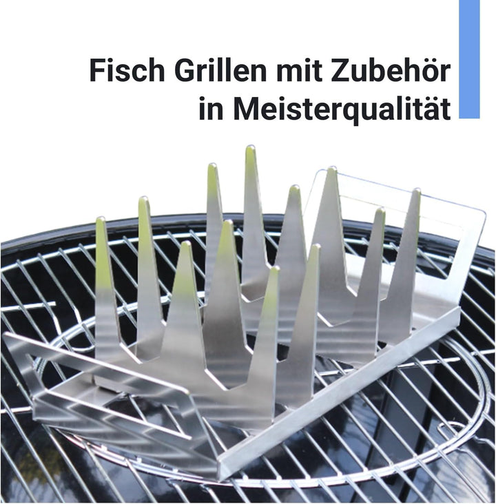 SCHILLING Fischgrilltechnik Fischhalter Edelstahl, für Grill, 30x14 cm, Backofen, Räucherkammer, Gar