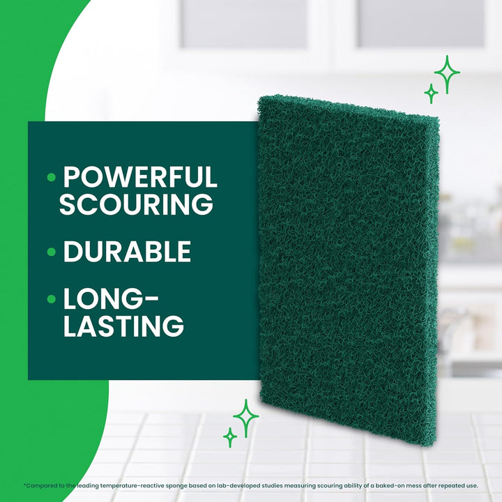 Scotch-Brite Scour Pad Robuste Scheuerschwämme für Küche und Geschirr, Gusseisen, Grün, 30 30 Pads S