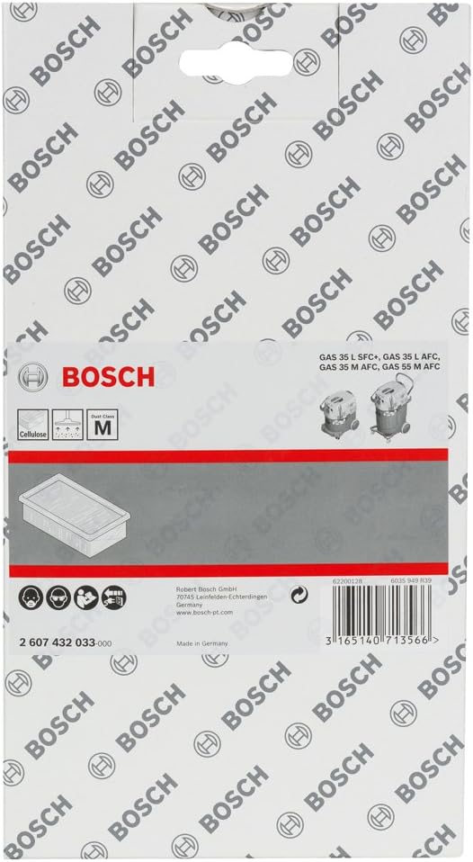 Bosch 1x Zellulose-Flachfaltenfilter für GAS 35-55 (6150 cm², 240 x 140 x 56mm, Staubklasse L & M, Z