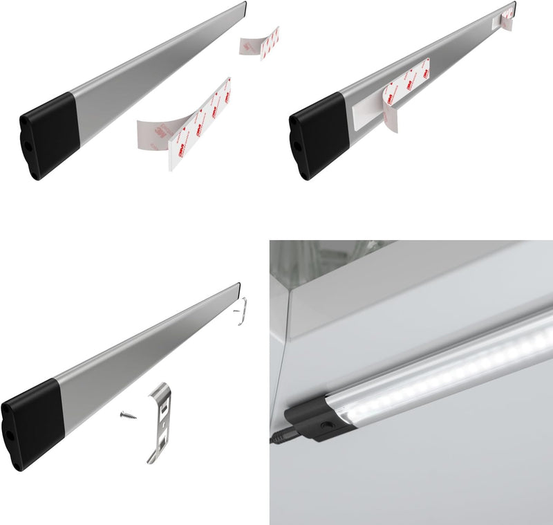 parlat LED Unterbau-Leuchte SIRIS, flach, je 30cm, 100cm Kabel, je 370lm, weiss, 3er Set