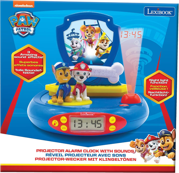 Lexibook, Paw Patrol, Projektorwecker für Kinder, Nachtlicht und Zeitprojektion an die Decke, Sounde
