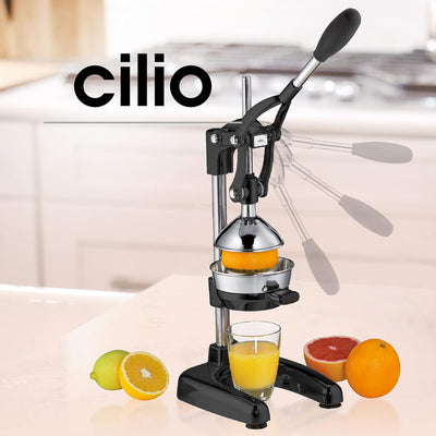 Cilio AMALFI Saftpresse Manuell | rostfreier Edelstahl | Schwarz | Zitruspresse Handpresse für 25% m