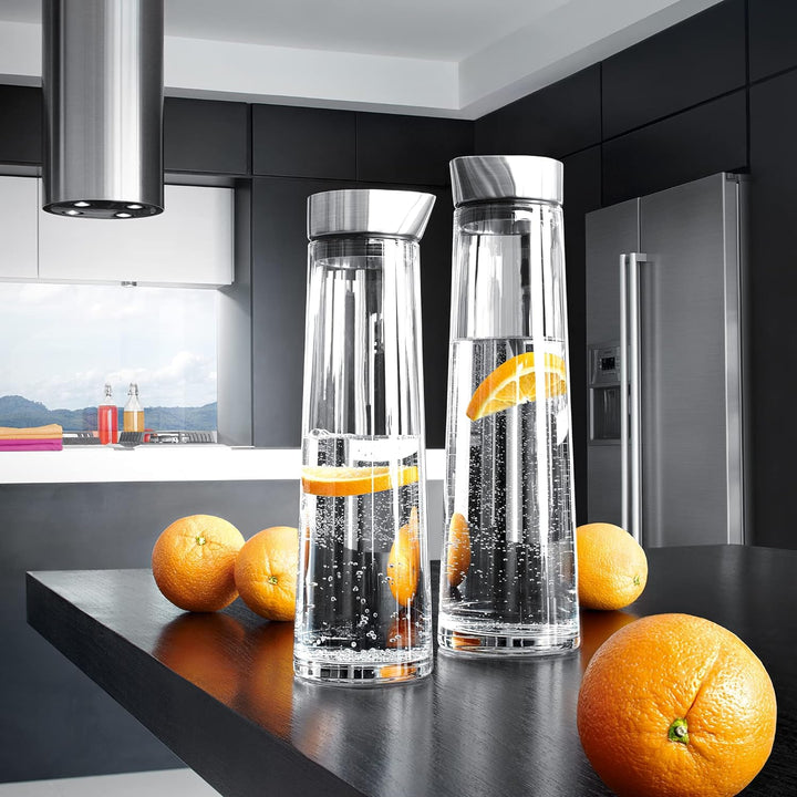 blomus -ACQUA- Wasserkaraffe aus Glas, 1 Liter Fassungsvermögen, Glaskaraffe mit hochwertigem Edelst
