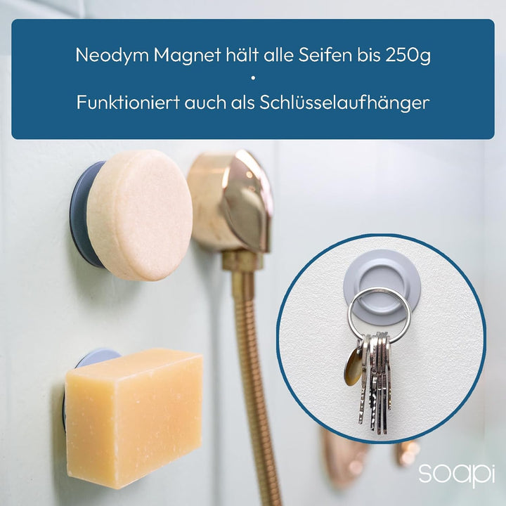 3er-Pack Schwebender Seifenhalter Magnet zum Kleben - Grau - Wand Magnethalter für Seife - Ablage Se