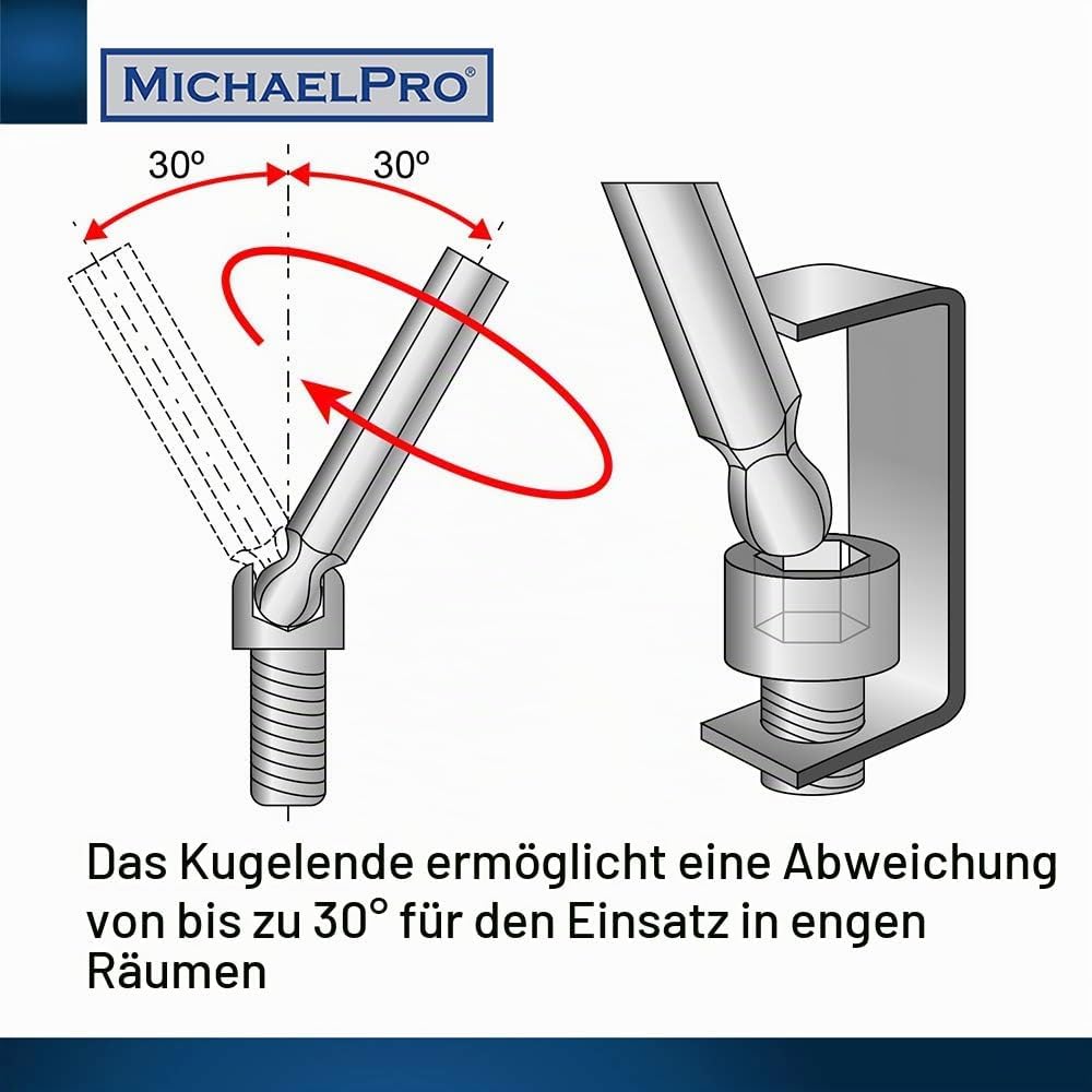 MichaelPro MP001044 Imbusschlüssel Satz 8-Teilig - Zweiseitiger Kugelkopf Imbusschlüssel Satz mit Gr
