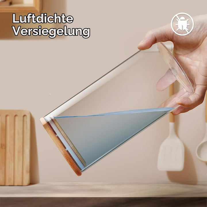 Keyoung 2 Stück Vorratsdosen Glas mit Deckel, 2300ml Grosses Glasdosen Eckig, Versiegelte Frischhalt