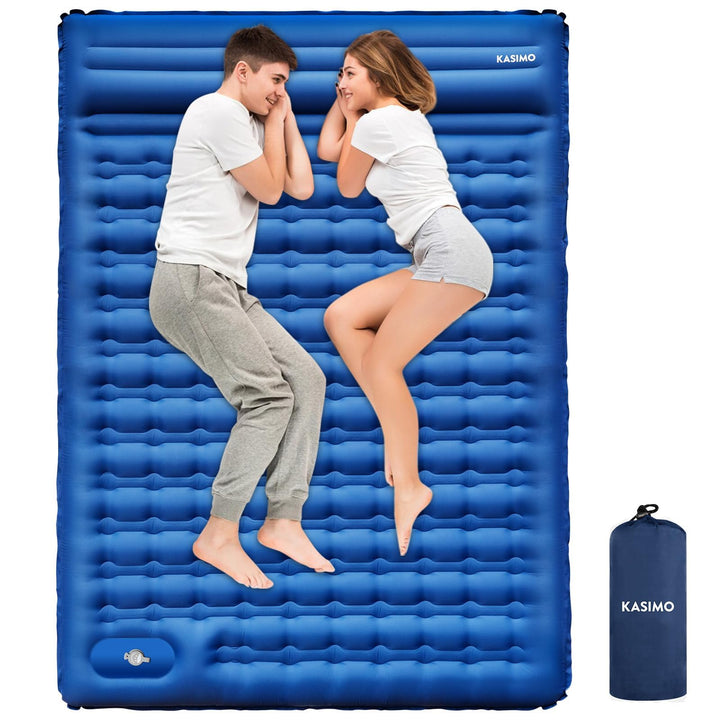 KASIMO Isomatte 12CM Luftmatratze Camping mit integrierten kopfkissen, Aufblasbare Matratze mit Fuss