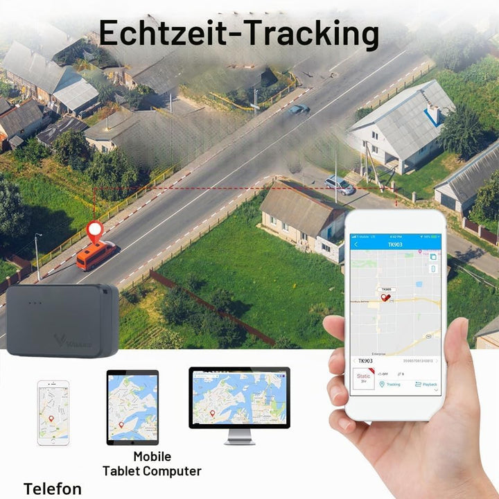 Winnes 4G Mini GPS Tracker Auto, Echtzeit-Positionierung, GPS Tracker Kinder/Fahrrad/Motorrad, Einge