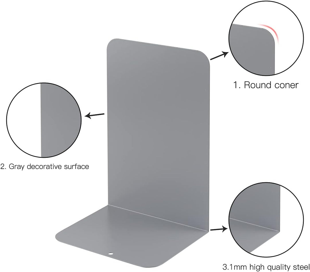 MSDADA Buchstützen aus Metall L, 102x203x135mm, 2 Paar CD Buchständer Kinder, Bücherregal für Schule