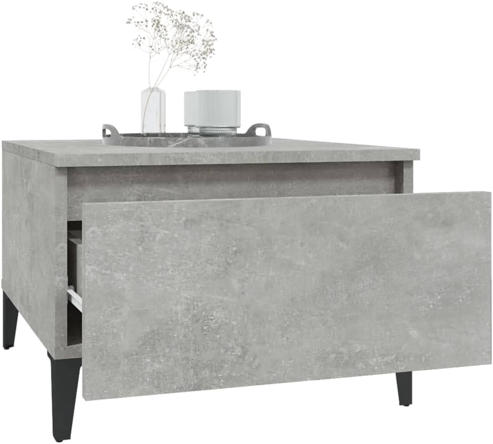 FIRBNUS Beistelltische 2 STK. Betongrau Beistelltisch Sofa Beistelltisch mit Schublade Beistelltisch