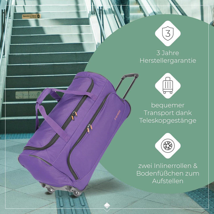 travelite 2-Rad Trolley Reisetasche Grösse L, Gepäck Serie BASICS FRESH: Weichgepäck Reisetasche mit