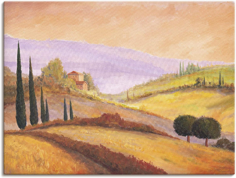 Artland Leinwandbild Wandbild Bild auf Leinwand 80x60 cm Wanddeko Toskana Landschaft Italien Malerei