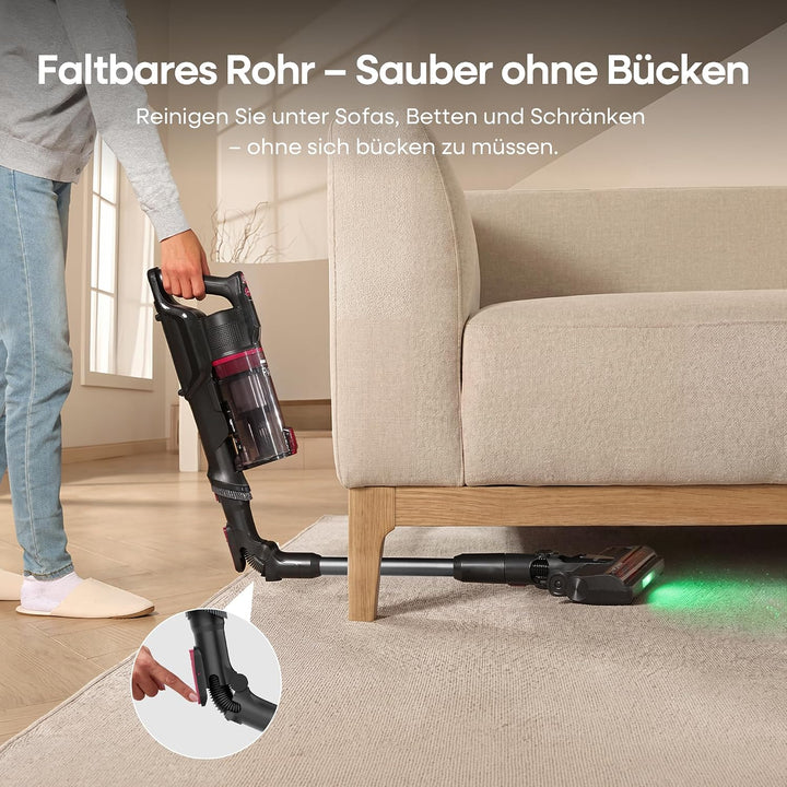 FAMIVAC FV3 Akku Staubsauger 60KPa/50Min/120㎡, Staubsauger Kabellos mit Klappbares Rohr, Selbststehe