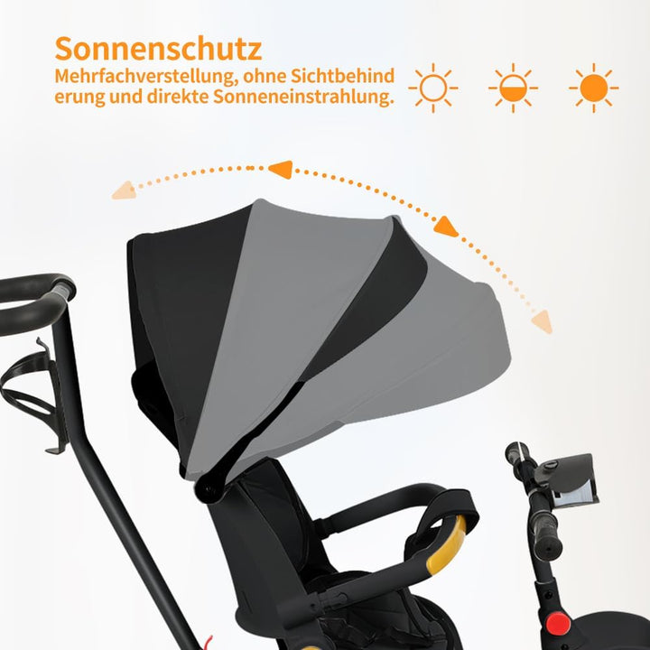 Multi-Funktions-Kinderdreirad, Dreirad 5 in1, Kleinkind-Dreiräder-Kinderwagen, mit Verstellbarem Sch