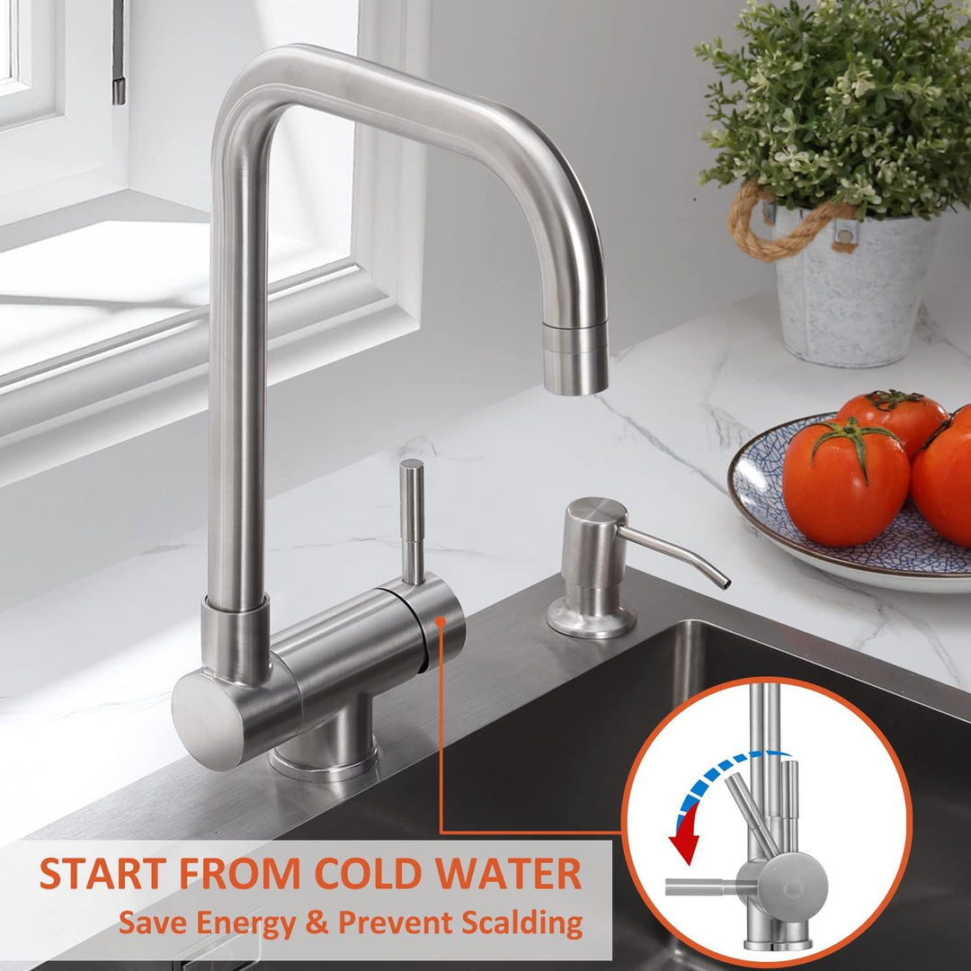 Wasserhahn Küche, CECIPA Vorfenster Küchenarmatur Klappbar, Hochdruck Armatur Küche mit 2 Strahlarte