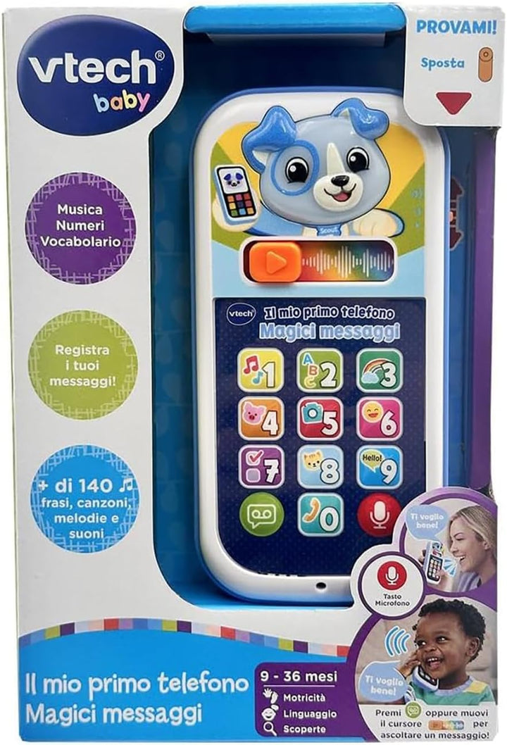 VTech Mein erstes Telefon – Magische blaue Nachrichten, interaktives Telefon für Kinder, lernen Sie
