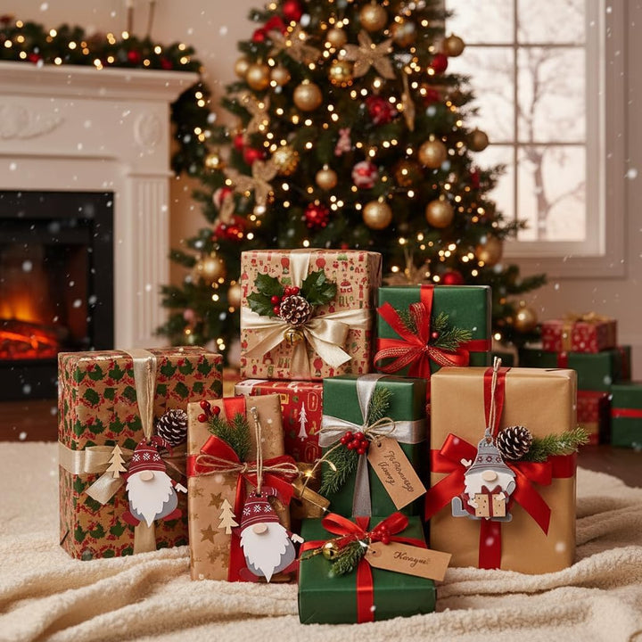 Valery Madelyn Holz Weihnachten Anhänger 24 Stück 6cm Baum Weihnachtsdeko Netter Weihnachtsmann Anhä