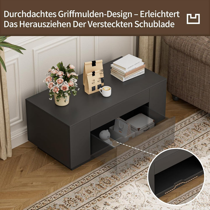 BonVache Couchtisch, Beistelltisch Couch, Wohnzimmertisch Holz mit Stauraum, Coffee Table, Kaffeetis