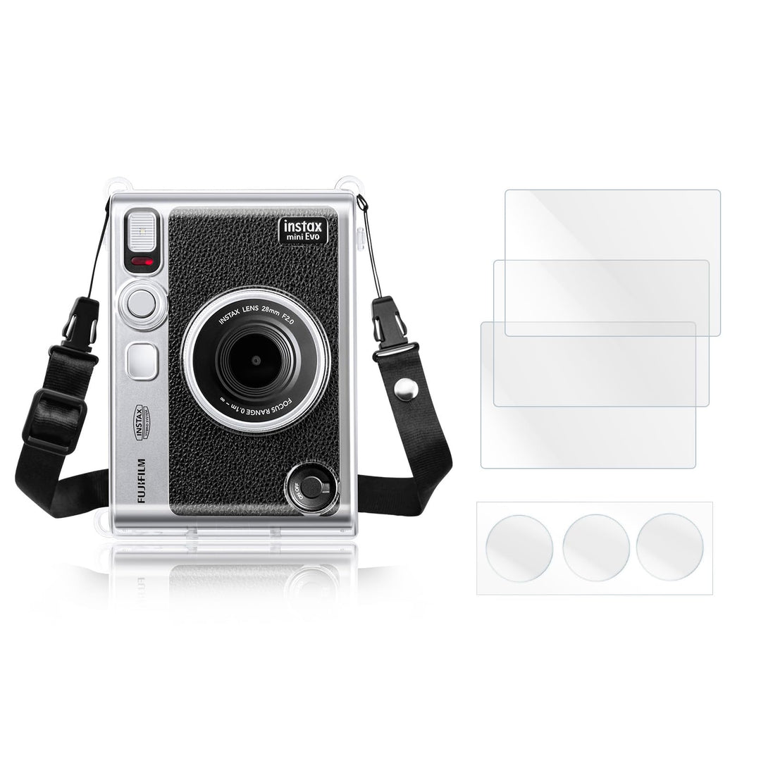 Rieibi Zubehör für Fujifilm Instax Mini Evo Sofortbildkamera, Geschenkpaket inklusive transparenter