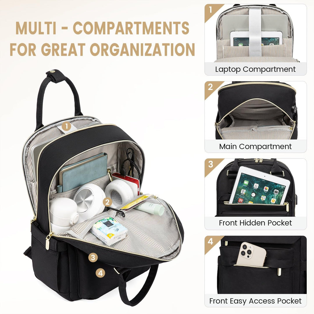 LOVEVOOK Rucksack Damen Klein, 14 Zoll Laptop Rucksack mit Laptopfach, Kleiner Wasserdicht Daypack E