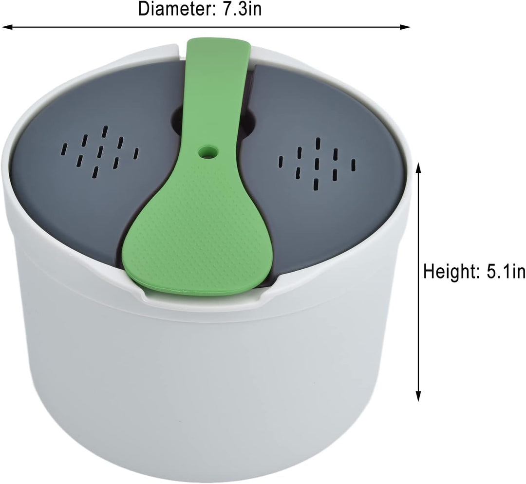 2L Mikrowellen-Reiskocher, 7,3 x 7,3 x 5,1 Zoll Mikrowellen-Kochgeschirr, Mikrowellen-Reisdampfer au
