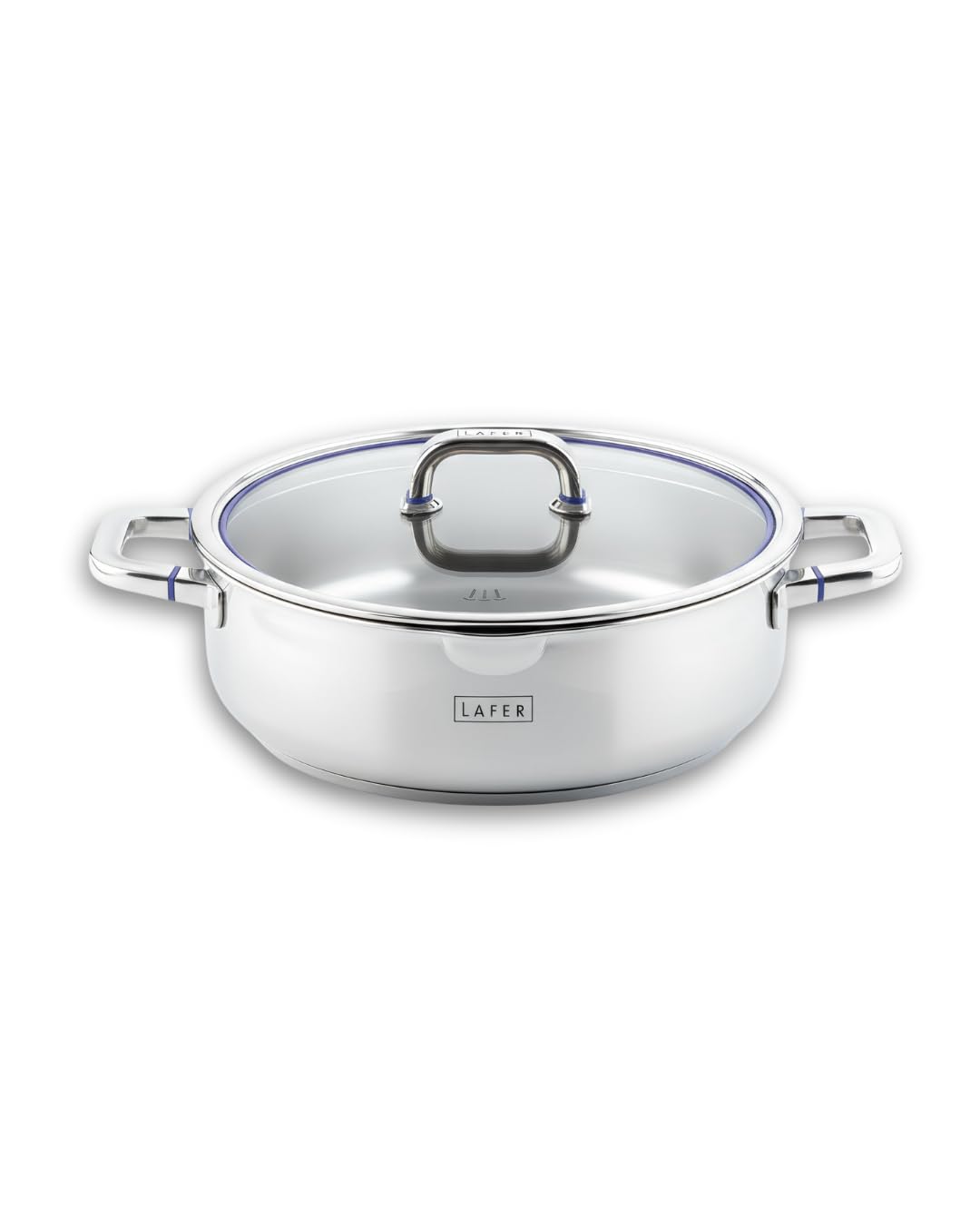Johann Lafer – Kochtopf Induktion - Bratentopf 28 cm 4,5 L Edelstahl mit Glasdeckel | Akkutherm-Spei