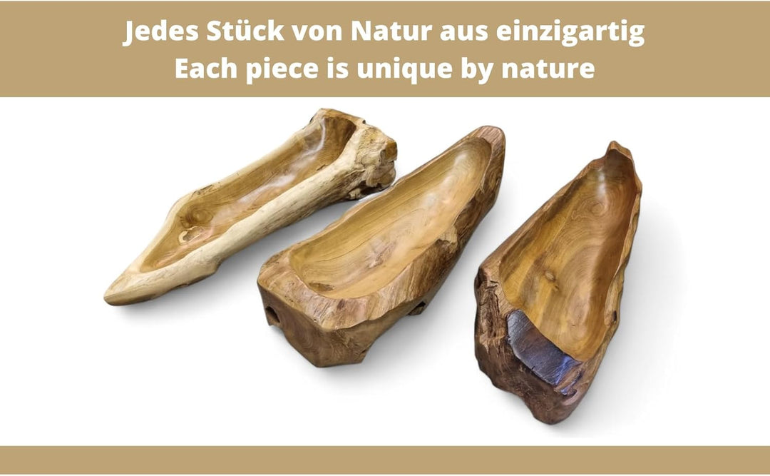 Kinaree Deko Schale Wurzelholz - Schale Teak Massivholz - 55-65cm Obst Schale