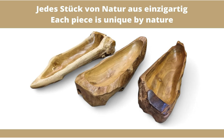 Kinaree Deko Schale Wurzelholz - Schale Teak Massivholz - 55-65cm Obst Schale