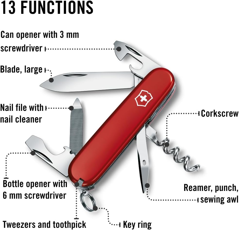 Victorinox Schweizer Taschenmesser, Sportsman, Multitool, Swiss Army Knife, 13 Funktionen, Dosenöffn