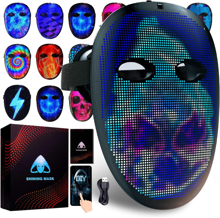 megoo Led Maske mit Bluetooth Programmierbar,Led Masken mit Gestenerkennung,Led Leuchtende Maske für