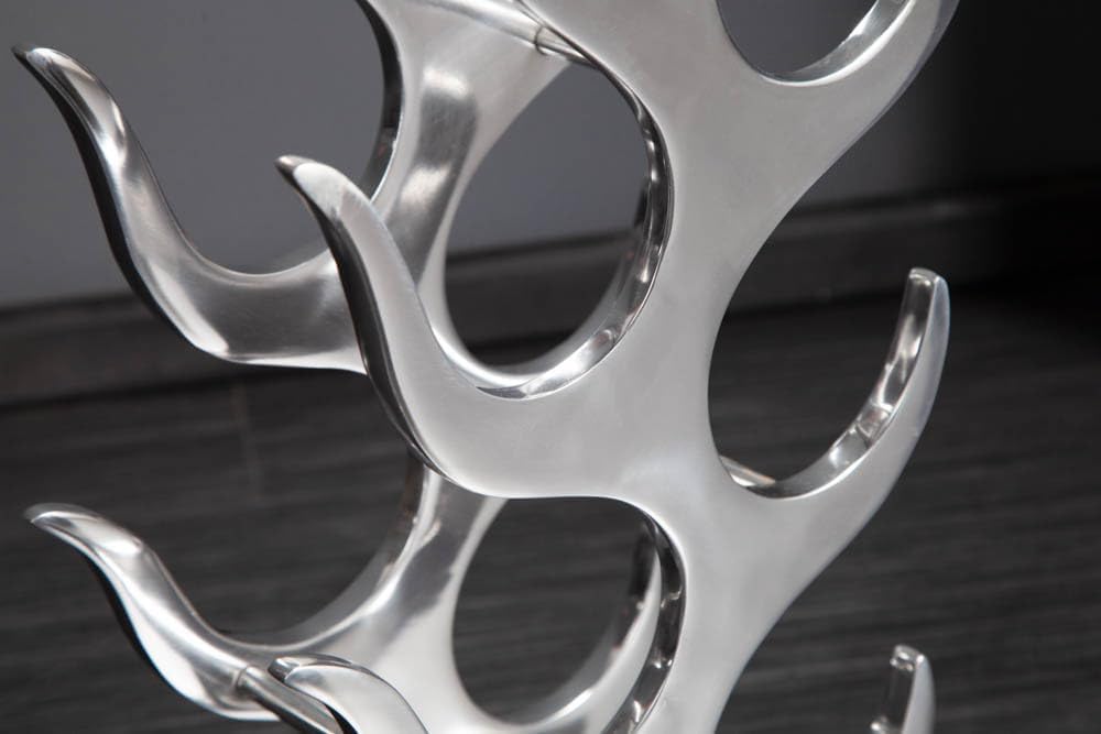 Riess Ambiente modernes Weinregal Flame 93cm Silber für 9 Flaschen Flaschenhalter Flaschenregal Wein