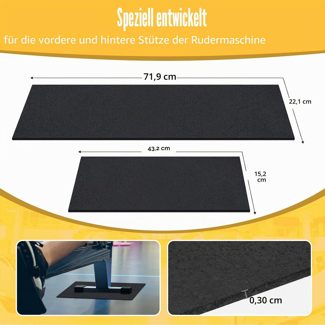 2 Stück Rudermatte kompatibel mit Modell D Concept 2 Rudermaschine rutschfest und hohe Dichte dicke