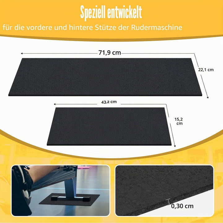 2 Stück Rudermatte kompatibel mit Modell D Concept 2 Rudermaschine rutschfest und hohe Dichte dicke