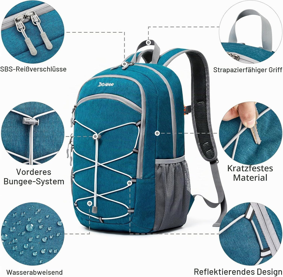 G4Free Kleiner Rucksack 12L/20L Unisex Tagesrucksack Leichter Blau (Pfau) 20L, Blau (Pfau) 20L