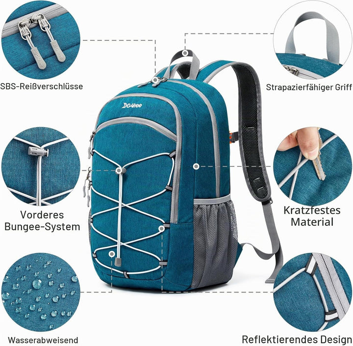 G4Free Kleiner Rucksack 12L/20L Unisex Tagesrucksack Leichter Blau (Pfau) 20L, Blau (Pfau) 20L