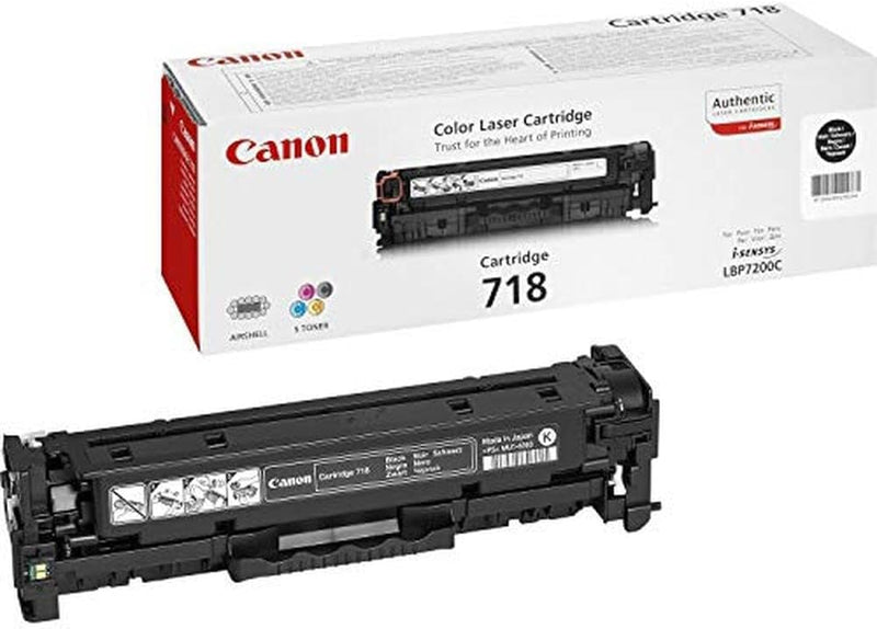 Canon 718 Bk original Toner Schwarz für ISensys Laserdrucker Toner Cartridge Schwarz, Toner Cartridg