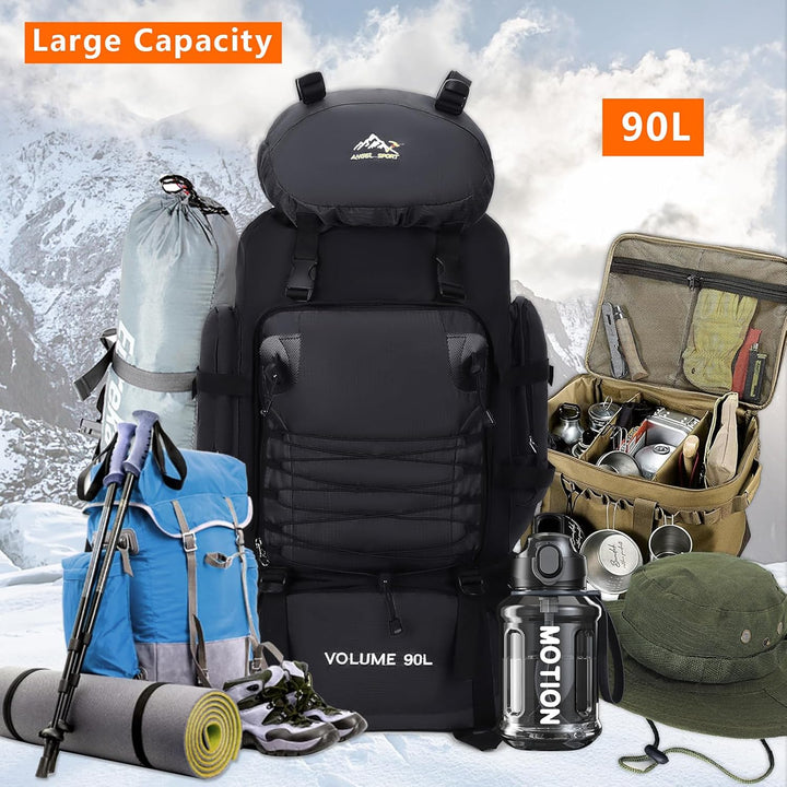 Augot Trekkingrucksack, 90L Grosse Kapazität Wanderrucksack Leichter Campingrucksack Herren Damen Wa