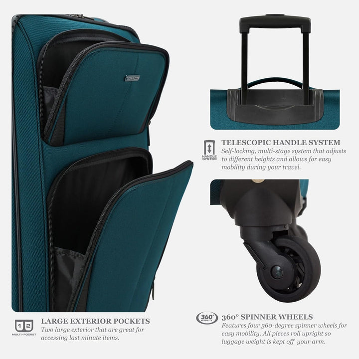 U.S. Traveler Aviron Bay Erweiterbares Weichgepäck mit Spinnrädern 3 Piece Luggage Marineblau, 3 Pie