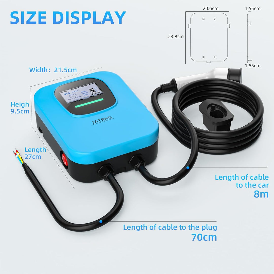 Schnellladestation 7KW für Elektroautos - EV-Ladegerät einphasig Typ 2 32A 8M - Norm IEC 62196-2 - W