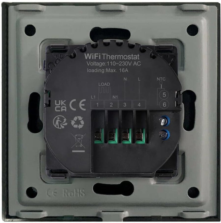 Luxus Time Programmierbares Raumthermostat Schwarz – Glas Aluminium Rahmen Externer Sensor Wasserfüh
