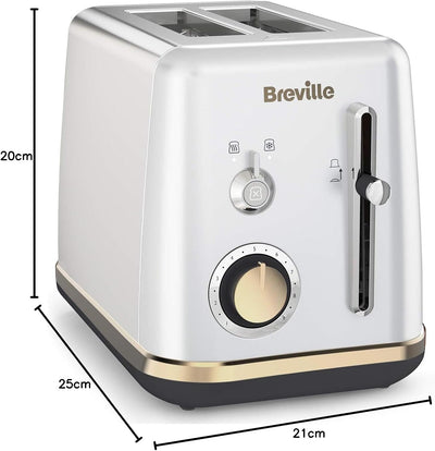 Breville Toaster für 2 Scheiben mit Brötchenaufsatz | Mostra-Kollektion | Mondscheinsilber mit Golda