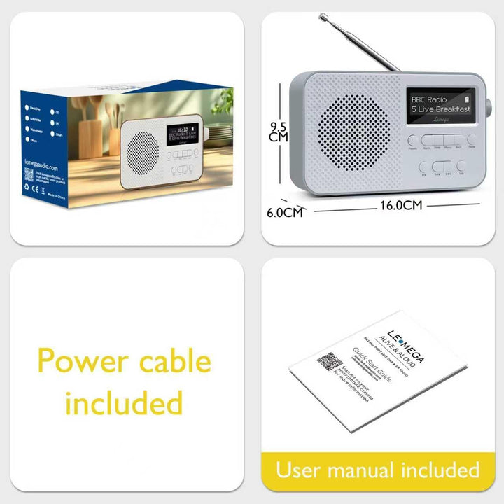 LEMEGA PR2 Max DAB/DAB+ Digitalradio mit Bluetooth,Tragbares UKW-Radio mit 10 Stunden Akkulaufzeit,D